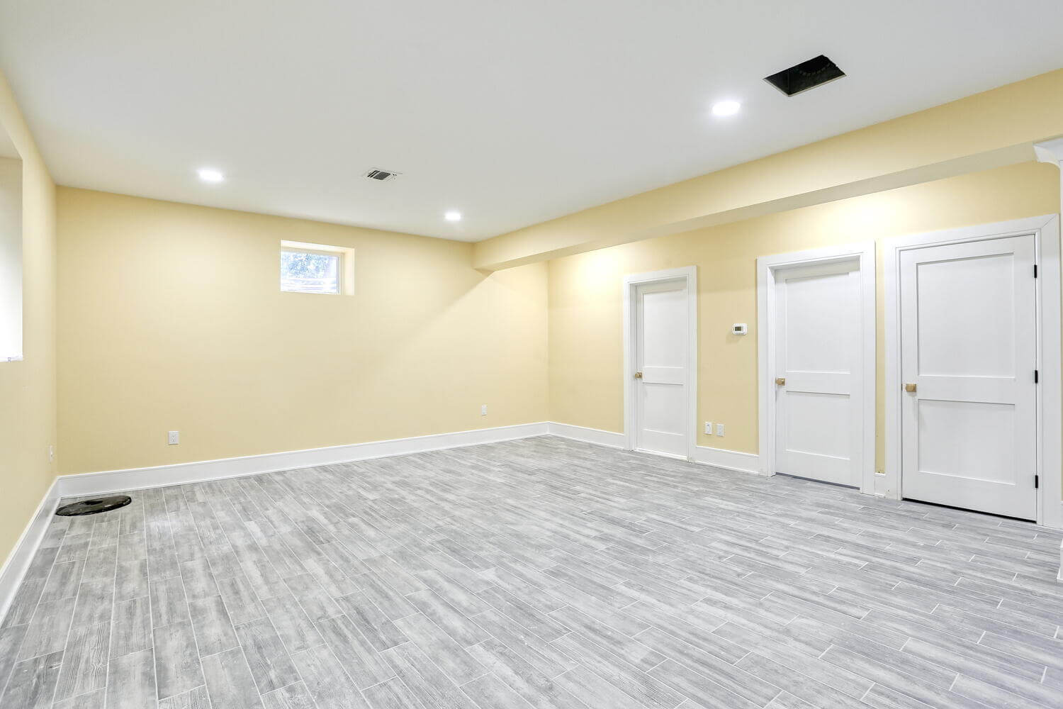 Montvale basement — Basement Multiple Doors View — Dadak LLC