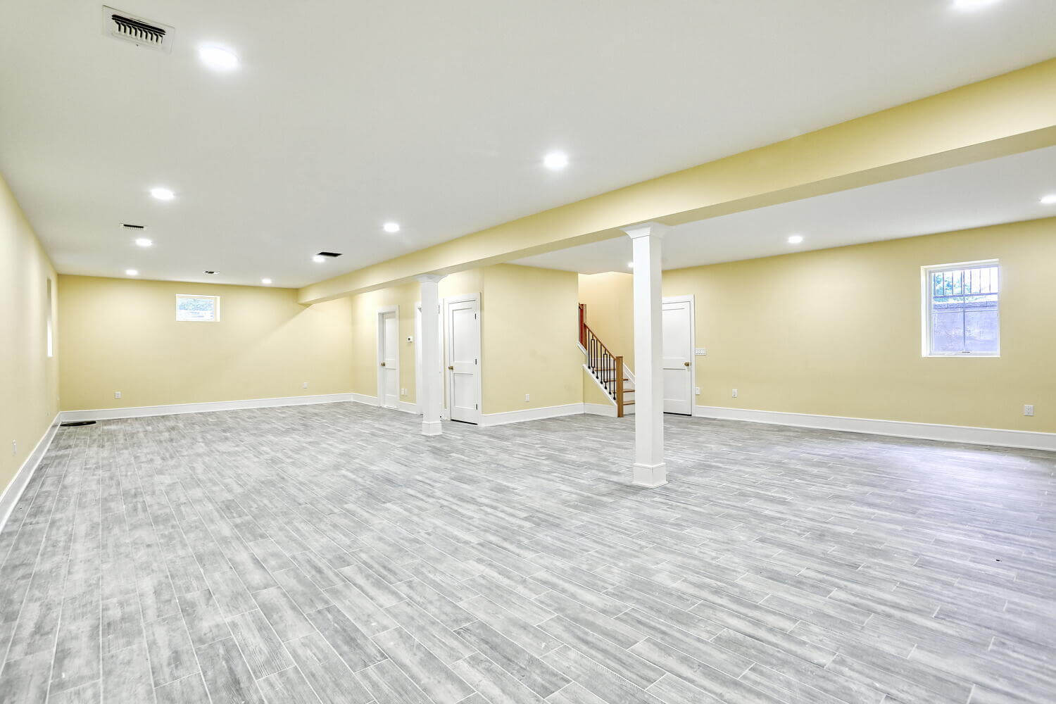 Montvale basement — Basement Open Layout Columns — Dadak LLC