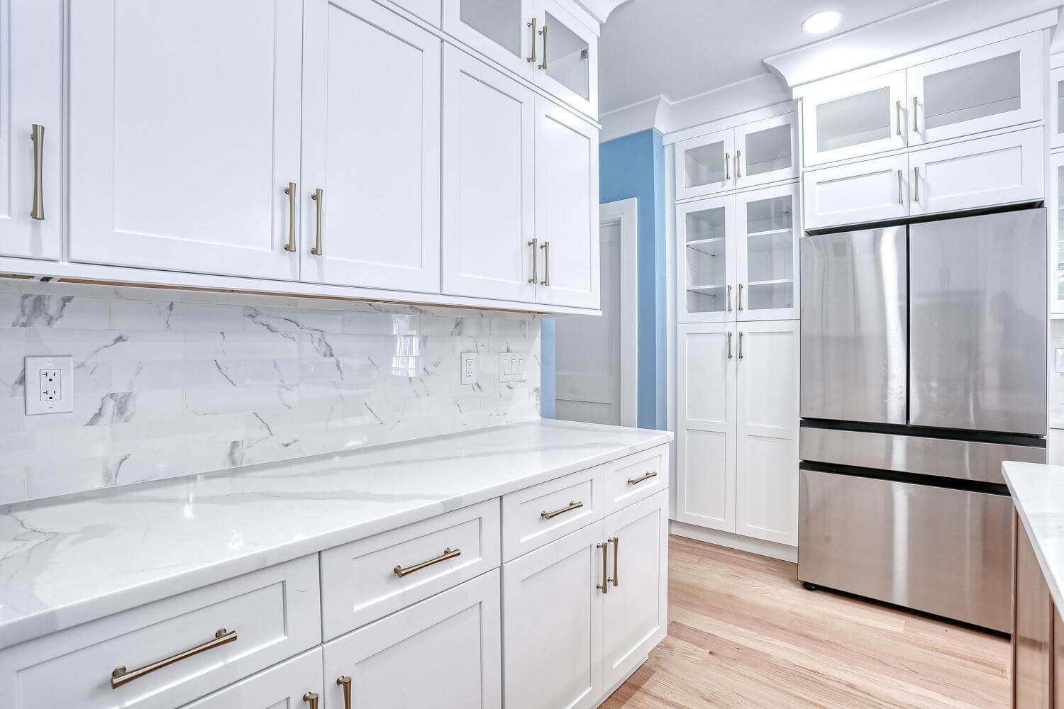 Montvale kitchen — Kitchen Cabinetry Fridge Wall — Dadak LLC