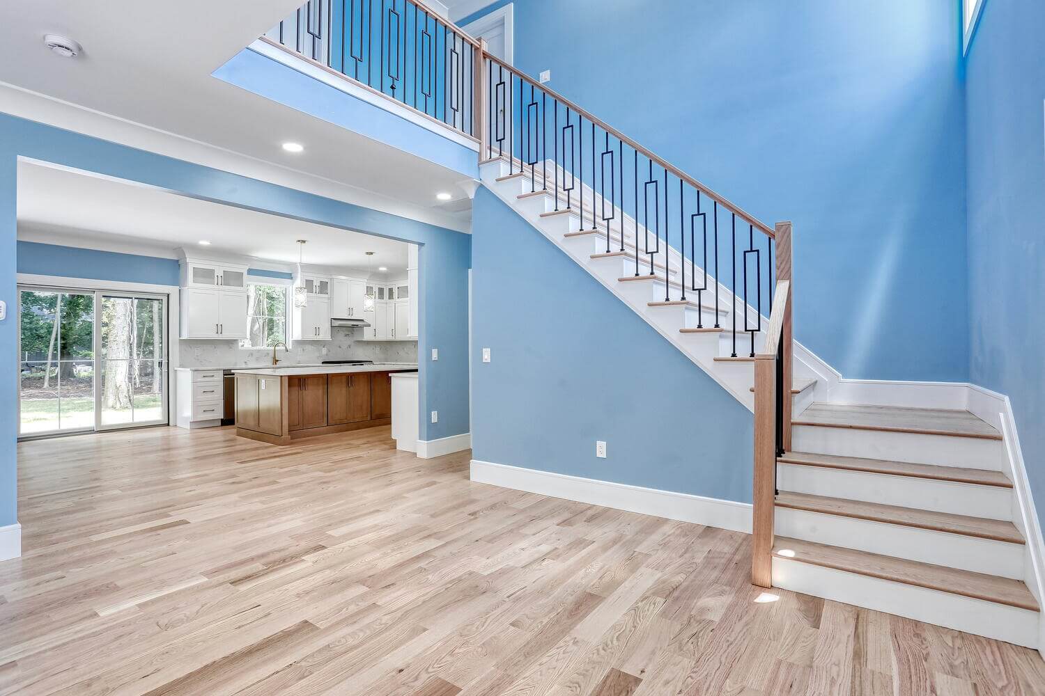 Montvale entryway & stairs — Staircase Handrail Modern Iron — Dadak LLC