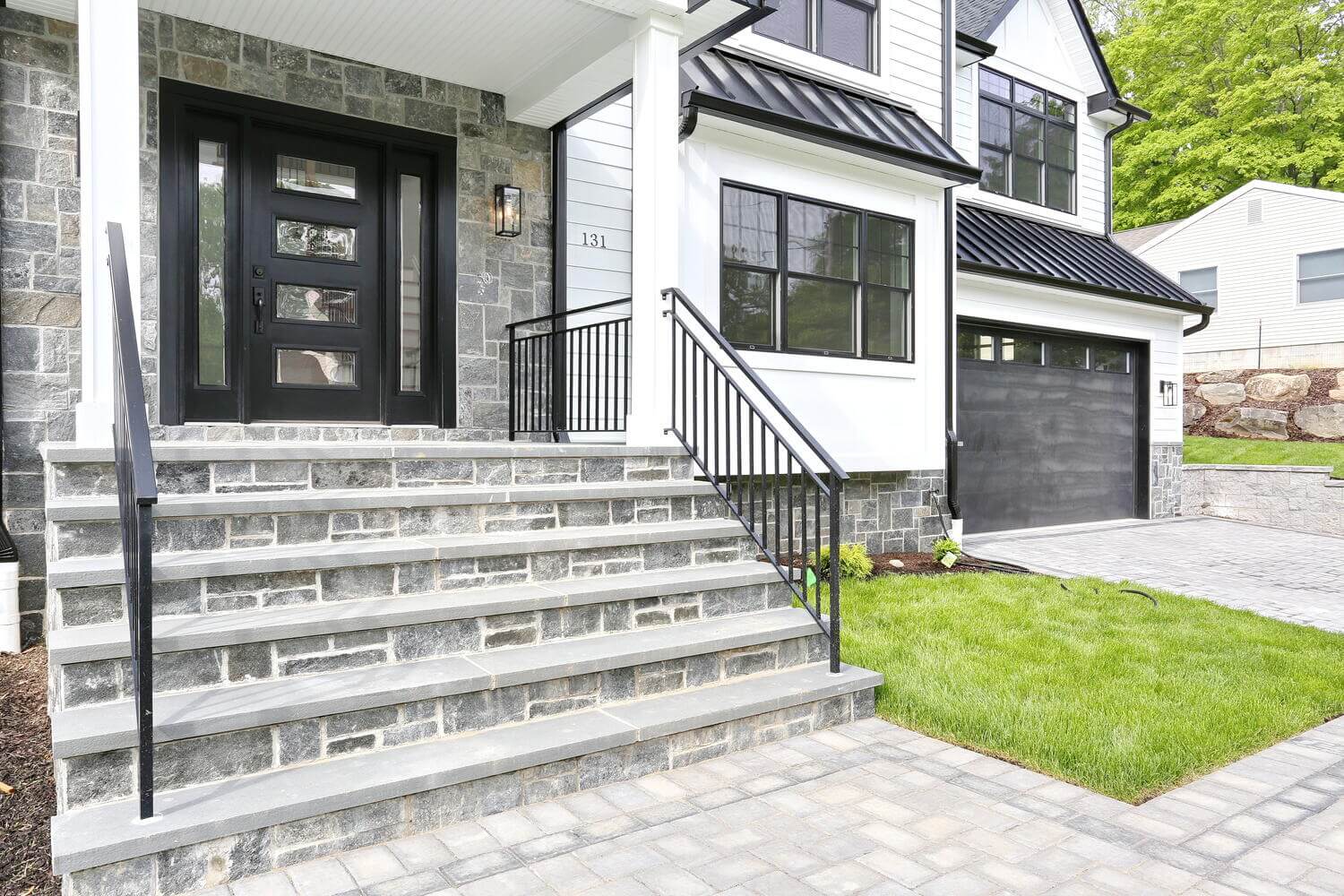 Park Ridge exterior — Front Entry Stone Steps — Dadak LLC