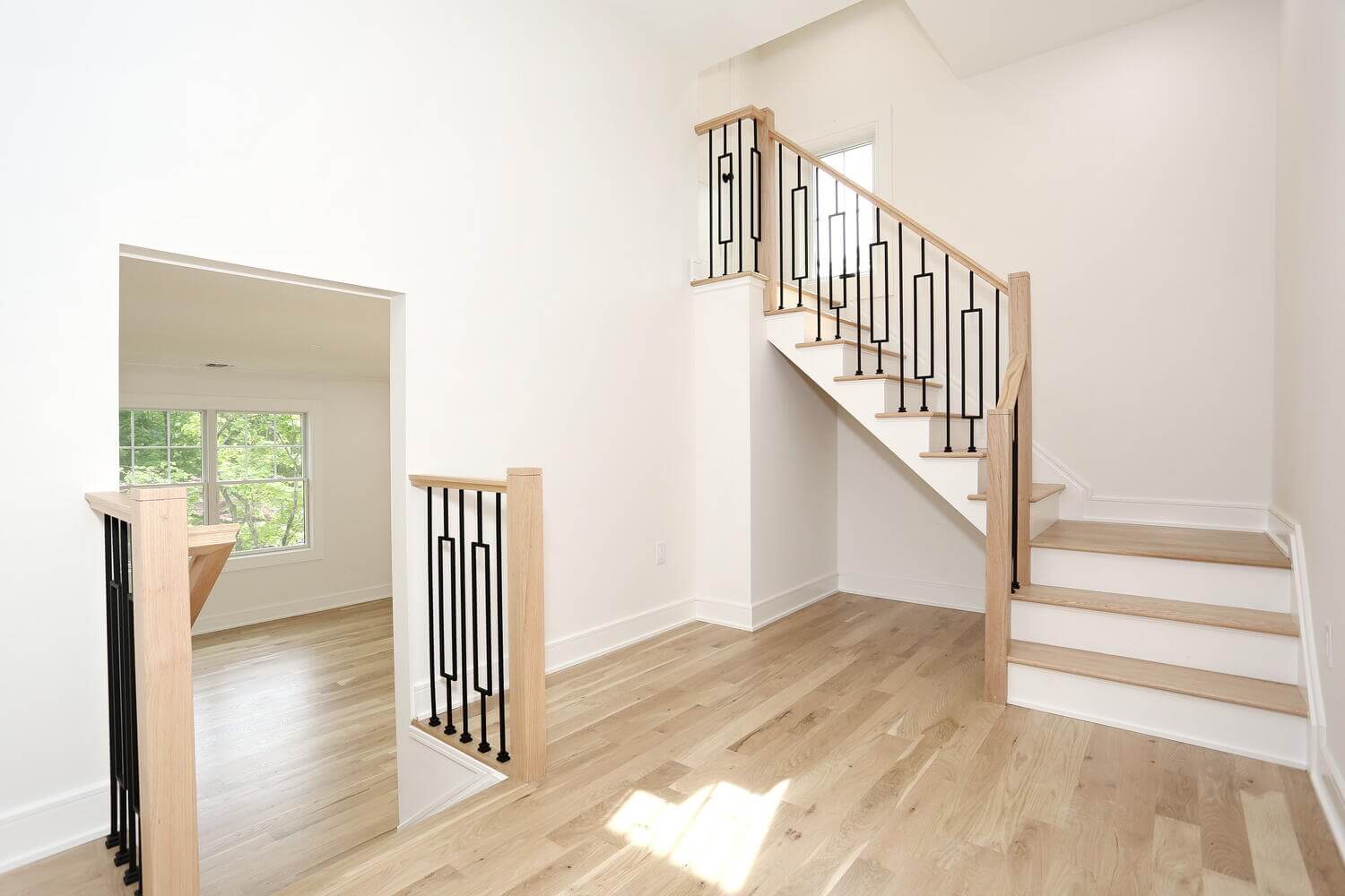Park Ridge entryway & stairs — Hallway Staircase Black Railing — Dadak LLC