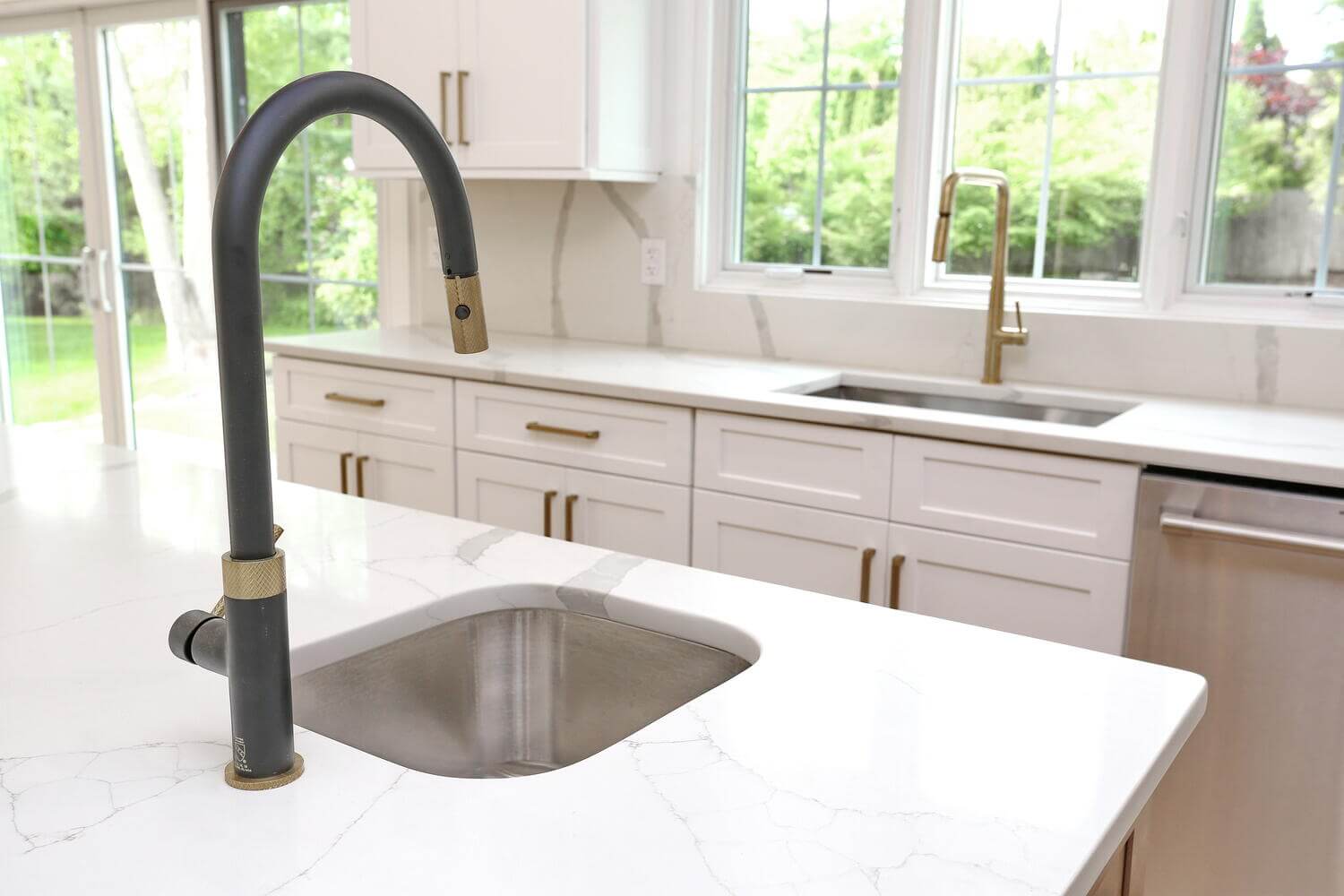 Park Ridge kitchen — Kitchen Island Faucet Detail — Dadak LLC