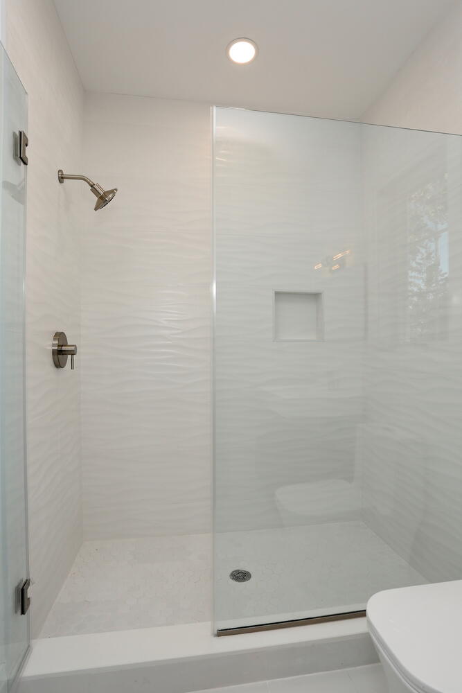 River Vale bathroom — Bathroom Shower Tile Detail — Dadak LLC