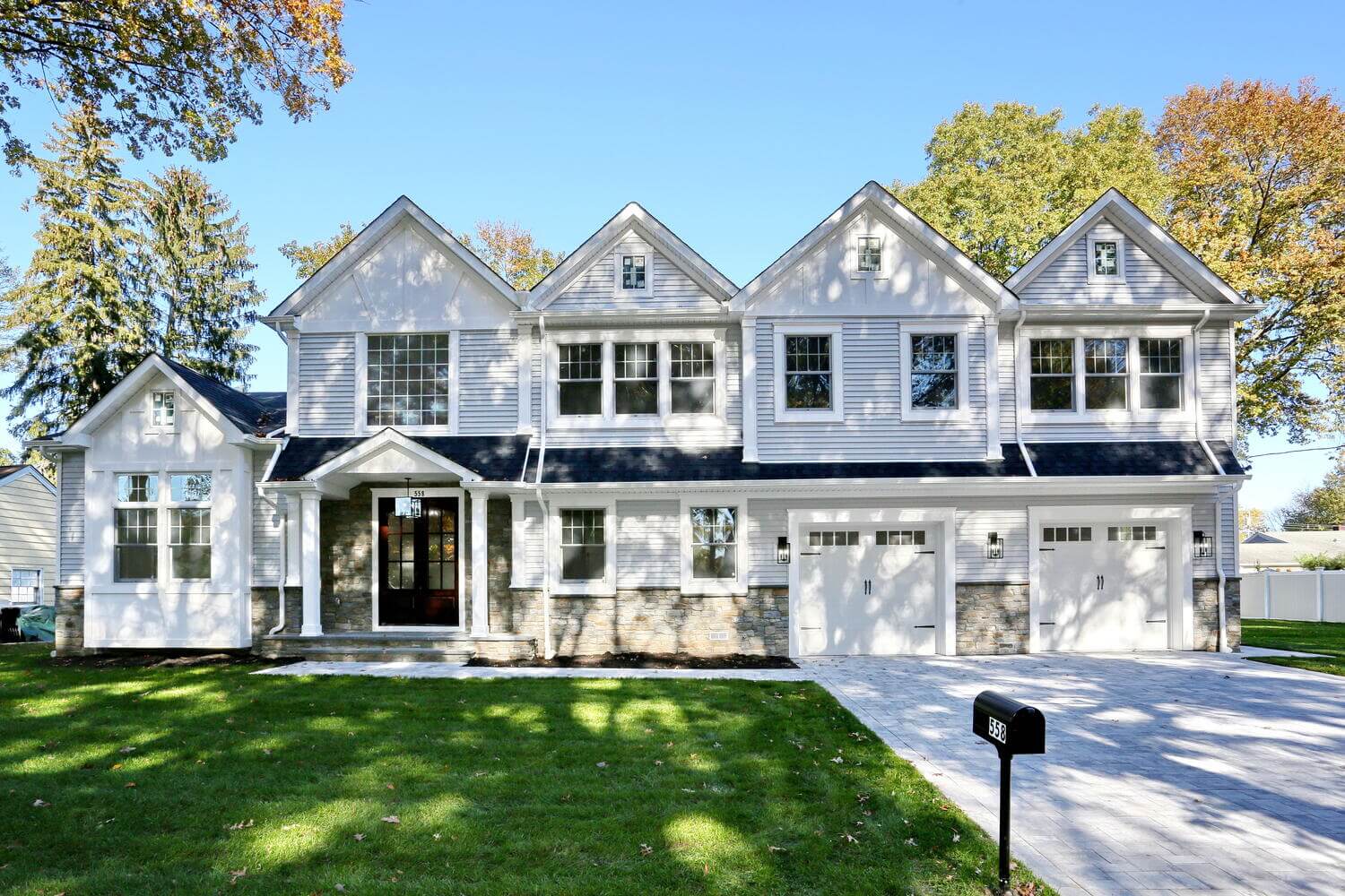 Custom home front elevation built by Dadak LLC in River Vale, NJ