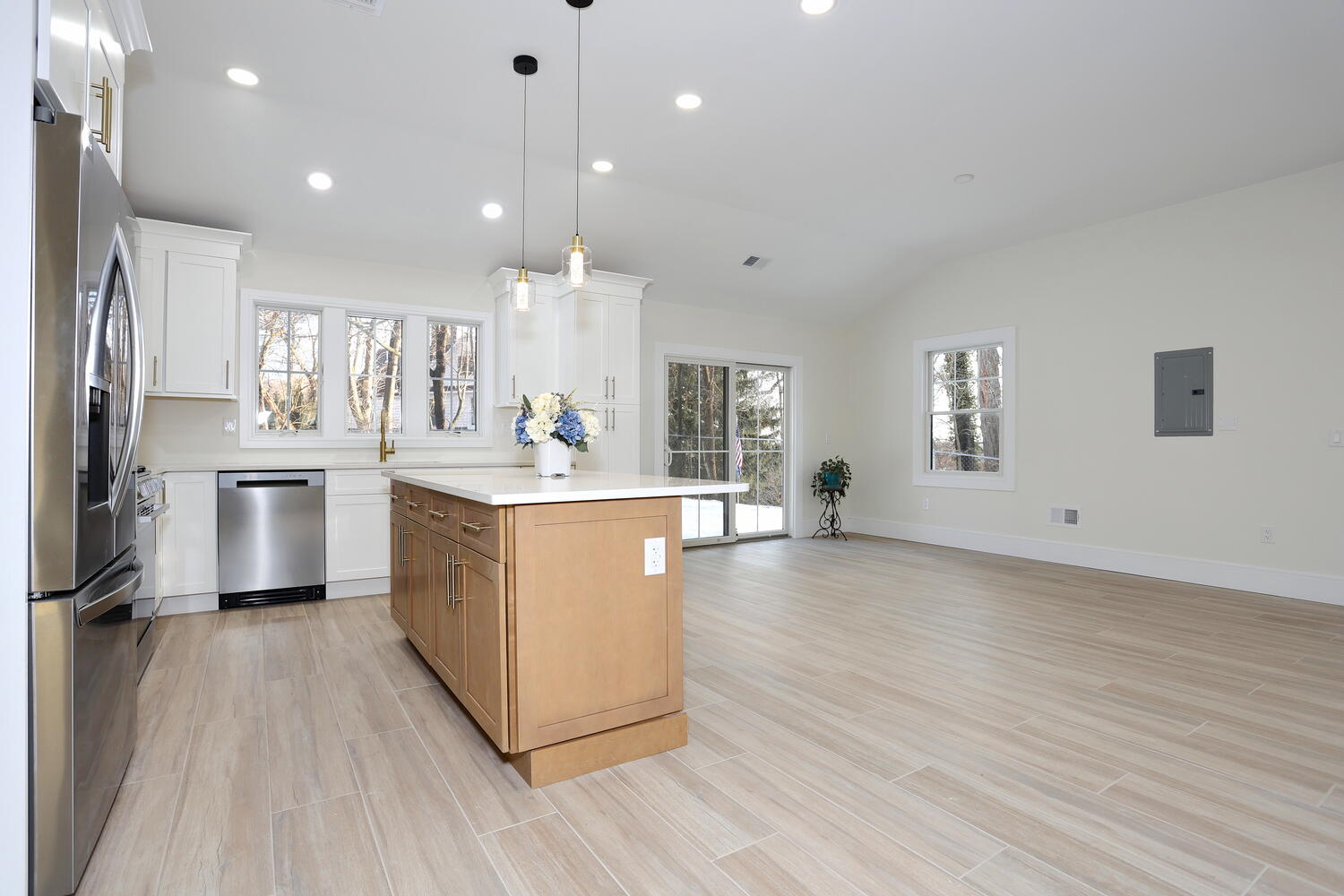 Woodcliff Lake — Kitchen with White Cabinets & Island — Dadak LLC