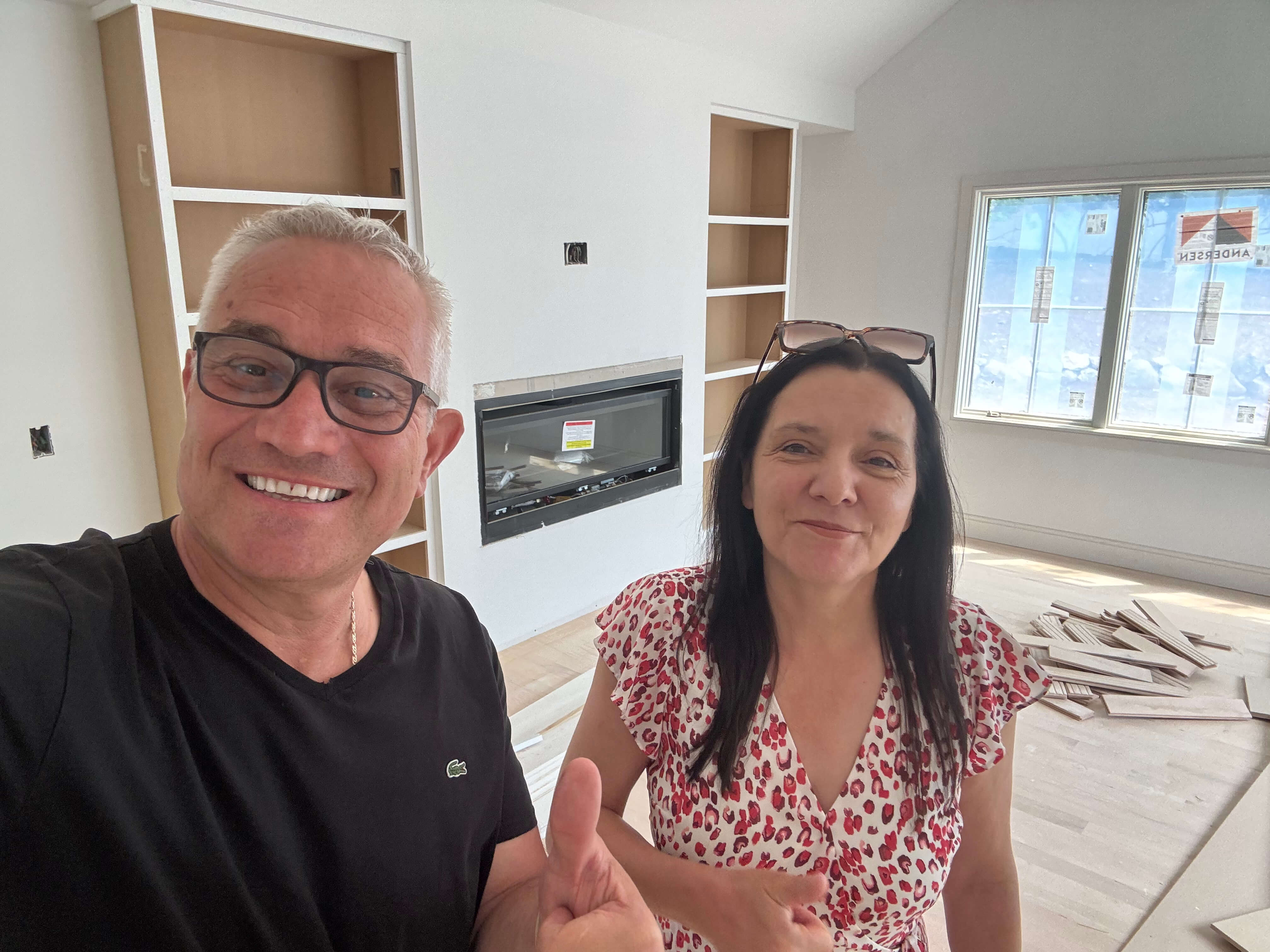 Dragan and Kosa Dinic together inside a new custom home under construction in Hillsdale, NJ